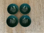 4 Cinsa Camp Enamelware Green/white Speckled Soup Bowls. Fixed Price $29.00.