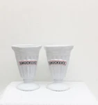 Smuckers Ice Cream Sundae White Parfait Glasses Houston Harvest #31496 Set Of 2. Fixed Price $9.99.