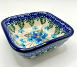 Polish Pottery Small Square Bowl Dish Manufaktura Boleslawiec Blue Floral. Fixed Price $19.99.