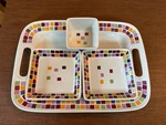 Pampered Chef Simple Additions Set 4 Mosaic Tiles Platter, Plates & Small Bowl. Fixed Price $50.00.