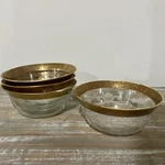 Vintage Elegant Etched Glass Round Bowls Ornate Gold Rim Decorative Set Of 4 Mcm. Fixed Price $23.00.