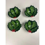 Set Of 4 Holly Berry Leaf Shaped Ceramic Bowls Christmas Holiday Serving Dishes. Fixed Price $50.00.