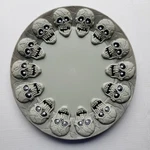 Fun World Easter Unlimited Halloween 14 Skeleton Skulls 16" Plastic Tray Platter. Fixed Price $24.54.