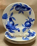 Set Of 4 Pier One Melinda Italy White Bl Floral Rim Soup Bowl 9 3/8. Fixed Price $79.00.