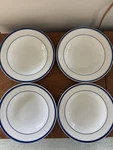 Four Williams Sonoma Brasserie Blue Large Rim Soup Bowls 9, Made In Japan. Fixed Price $44.95.