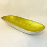 Lime Green Petal By Artisan Orient Handcrafted Enamel Over Metal Tray Bowl 14". Fixed Price $21.98.
