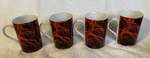 Set 4 Konitz Germany Ceramic Porcelain Red Roses Mugs Coffee Tea Cup Rare Nos. Fixed Price $29.99.