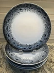 Five West Elm Reactive Glaze Black White Stoneware 10.5"DINNER Plates Portugal. Fixed Price $59.95.