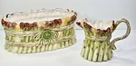 Fitz And Floyd "giardino Collection" Asparagus 2 Pc. Set Serving Bowl / Pitcher. Fixed Price $65.00.