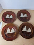 Lot Of 4 Dennis East Stoneware Pine Tree Plates Dei Woodland Winter Holiday. Fixed Price $39.99.