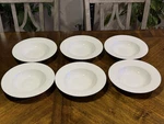 Set Of 6 Members Mark Flat Rim Pasta Soup Individual Dinner Bowls White 9 1/4". Fixed Price $48.43.