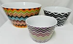 Missoni Target Chevron Zig Zag Set 3 Stoneware Bowls Nesting Mixing Micro Dish. Fixed Price $83.99.