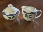 Mikasa Christmas Glow Holiday Milk Creamer & Covered Sugar Bowl Set DW108. Fixed Price $26.55.