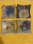 Prima Desingn Square 5 Bowls Art Glass Blue Floral Set Of 4 Dessert Dishes. Fixed Price $39.00.