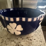 Gates Ceramic Round Floral Bowl Blue White Glossy Flower Pattern. Fixed Price $16.21.