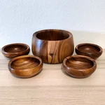 Dansk Jhq Teak Salad Bowl Set Service For 4 Denmark Mcm Quistgaard Tulip Shape. Fixed Price $149.00.