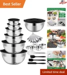 All-in-one 27PCS Nesting Mixing Bowls Set 7QT Capacity & Baking Tools Included. Fixed Price $42.77.