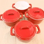 Pier 1 Mini Cocotte Bowls Set 4 Red Ceramic Oven Dishes Missing Lid. Fixed Price $15.87.