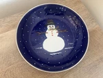 Golden Rabbit Ii Snowman Blue Enamelware Serving Bowl Winter Christmas. Fixed Price $16.00.