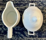 Couture Fine China Creamer And Sugar Bowl ME210 Scalloped White Alabaster. Fixed Price $10.50.
