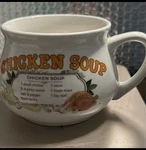 Chicken Soup Recipe Handled Mug Cup Bowl Ceramic 16OZ. Dat Do It Ddi Inc. Vgc. Fixed Price $14.99.