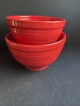 Rare Vtg 1970S Homer Laughlin Fiesta Scarlet Red 2 Pc Baking Mixing Bowl Set. Fixed Price $265.00.