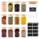 8OZ Glass Food Storage Jars With Bamboo Lids Kitchen Set Of 12 Canisters. Fixed Price $40.74.