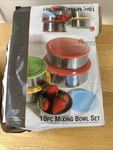 Imperial Home 10 Pc Stainless Steel Mixing Bowl Set W/ Colored Lids New Open Box. Fixed Price $10.00.