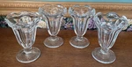 Libbey Heavy Ice Cream Sundae Glass Tulip Rim Ruffle Basketweave 6" Set Of 4 Euc. Fixed Price $14.99.