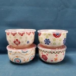 Signature Ceramic Bowl Set W/lids Of 4 Hand Painted Boho. Fixed Price $8.75.