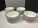 Set 4 Signature Housewares Stoneware Bowls Boho Geometric Multicolor 5.5. Fixed Price $29.98.