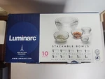 Luminarc Stackable Bowl 10-PIECE Set Clear Glass New 2.25" Through 10.25". Fixed Price $19.99.