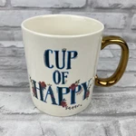 Natural Life Cup Happy Coffee Tea Mug Gold Handle Dishwasher Microwave Safe. Fixed Price $16.79.