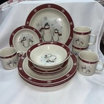 Royal Seasons Stoneware Snowman 13-PIECE Dinnerware Dishes Set Christmas Holiday. Fixed Price $35.99.