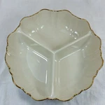 Lenox Symphony Divided Bowl Condiment Relish Dish Ivory Cream W/gold Trim Usa. Fixed Price $24.00.