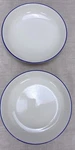 2 Vtg Oneida Classic 7 Shallow Bowls Restaurant Ware White W/ Blue Rim 9901B. Fixed Price $12.00.