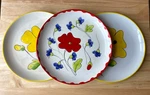 3 Vintage Mancioli Italy 8.5" Floral Salad Plates - 2 Designs Guc. Fixed Price $30.00.