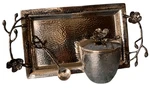Michael Aram Black Orchid Mini Sugar Bowl Pot Spoon & Tray Set Lot. Fixed Price $155.00.