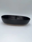 Hearth & Hand Magnolia Divided Serving Dish Black Oval Stoneware 12.5". Fixed Price $35.99.