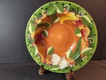LGA10 By Laurie Gates Vegetables 9" Orange Rimmed Soup Bowl. Fixed Price $8.99.