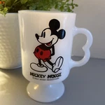 Milk Glass Mickey Mouse Mug White Pedestal 2 Finger Handle Cup Vintage Disney. Fixed Price $12.99.