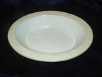 George Jones Rhapsody Josephine Oval Vegetable Serving Bowl Embossed Green Trim. Fixed Price $29.99.