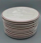 12 Syracuse China Cascade White Stripe Restaurant Ware Dinner Plates 9 5/8". Fixed Price $120.00.