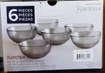 Fortessa Jupiter Gray Glass Bowls Set Of 6 - Cereal, Soup, Salad New In Box. Fixed Price $26.99.