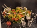 The Toscany Collection Sierra 7 Piece Glass Salad Bowl And Dish Fork & Spoon Set. Fixed Price $13.45.