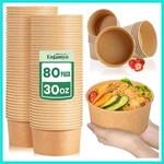 30 Oz Large Paper BOWLS,80PCS Disposable Soup Bulk,kraft Salad Bo.... Fixed Price $41.38.