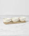 Kate Spade New York What Treat Dip Bowls With Tray Set Of 3 Nib Porcelain. Fixed Price $51.75.