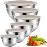 6 Pcs Mixing Bowls With Lids, Metal Nesting Storage For Kitchen. Fixed Price $41.99.