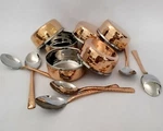 Copper Stainless Steel Lunch Dinner Bowl, Soup Ice Cream Bowls 6 Spoons. Fixed Price $94.99.