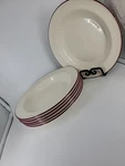 (6) Steelite International Soup Coup Desert Bowls Ivory With Burgandy Rim 8.5". Fixed Price $49.98.